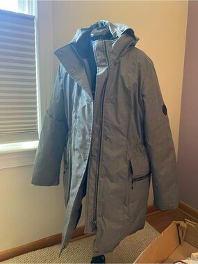 Women's Grey Ski & Snow Parka Jacket with Hood